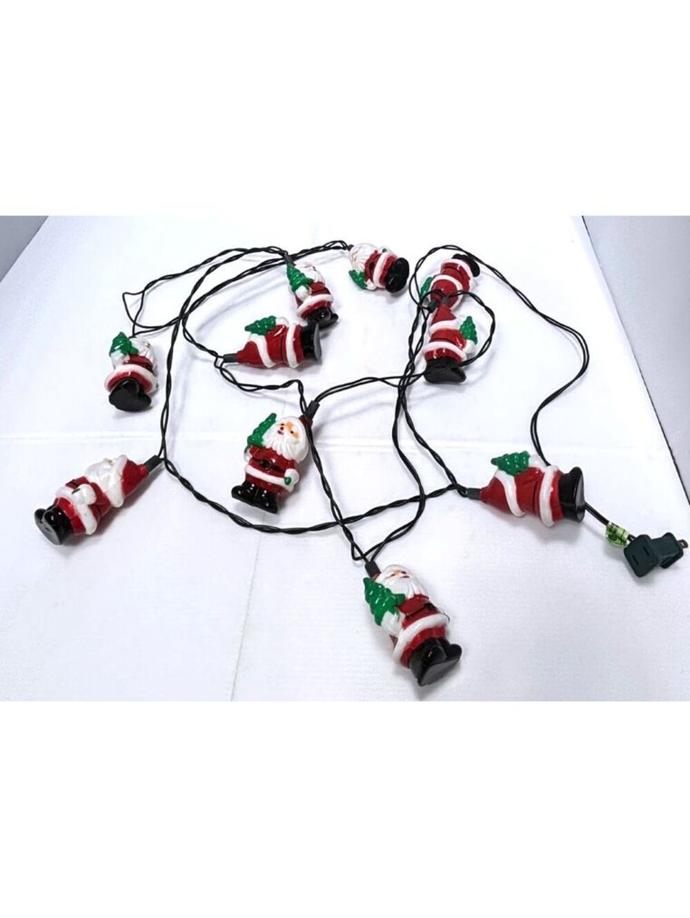 Vintage Santa Claus Christmas String Lights with Ceramic Figurines